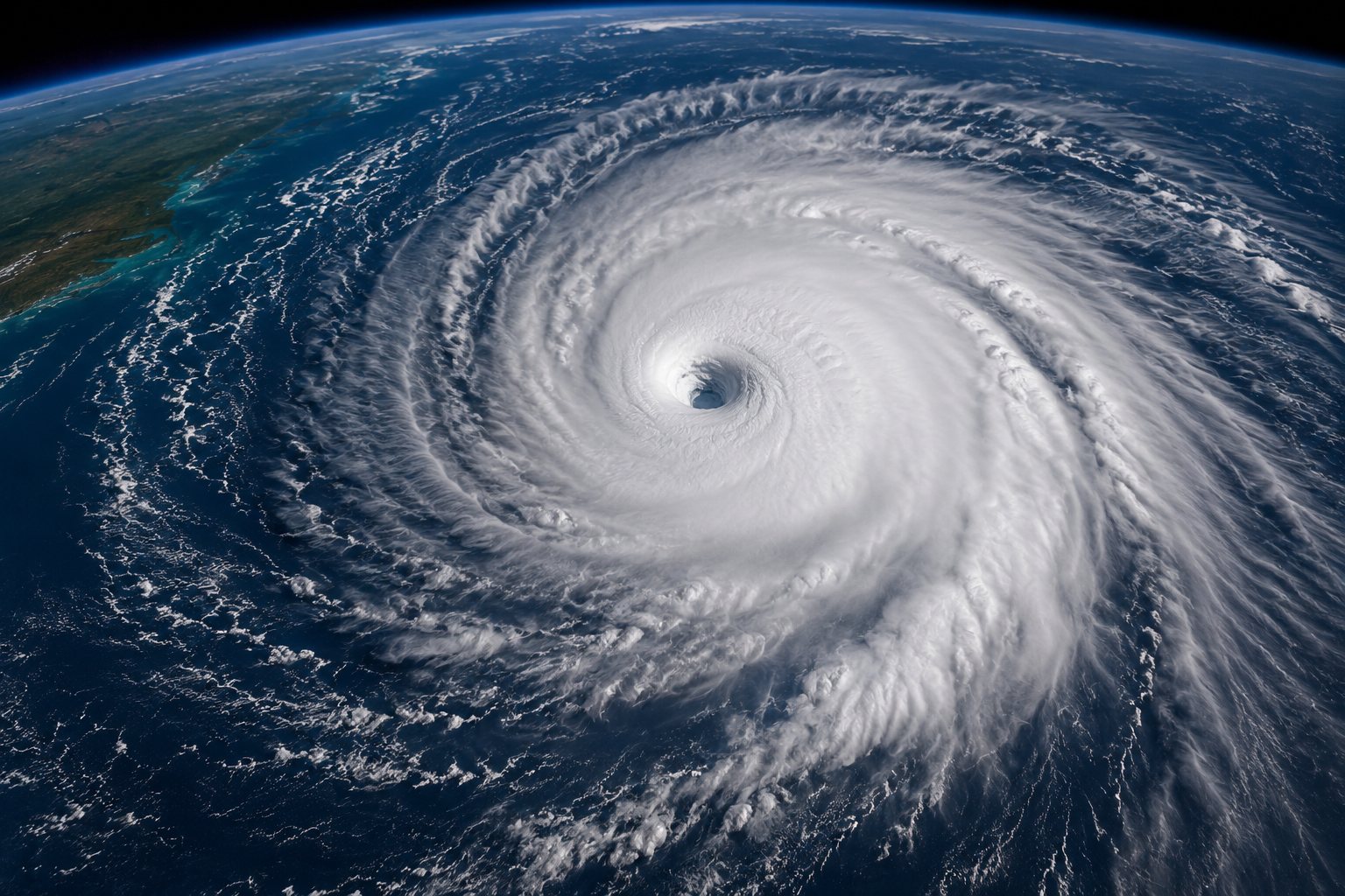 Cyclone vu depuis l'espace au-dessus de l'océan